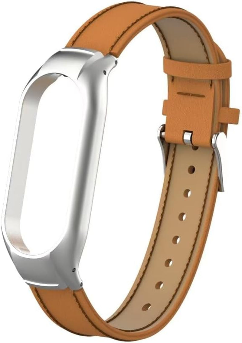 Compatible with Xiaomi Mi Band 7 Strap,Leather Replacement Band Wristband Accessories with Metal Frame for Xiaomi Mi Band 7 Smart Bracelet