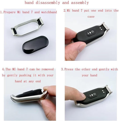Compatible with Xiaomi Mi Band 7 Strap,Leather Replacement Band Wristband Accessories with Metal Frame for Xiaomi Mi Band 7 Smart Bracelet